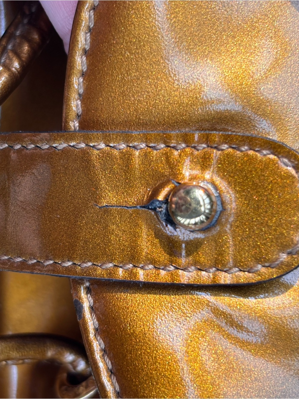 Gucci Patent Leather Metallic Caramel Bamboo Backpack - Picture 6 of 6
